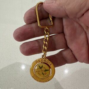 GEORGIA DOGWOOD Vintage Spinner Key Chain / Purse Charm